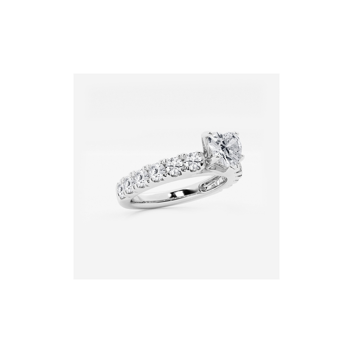 Additional Image 1 for  2 ctw Heart Lab Grown Diamond Engagement Ring with Split Prong Side Accents