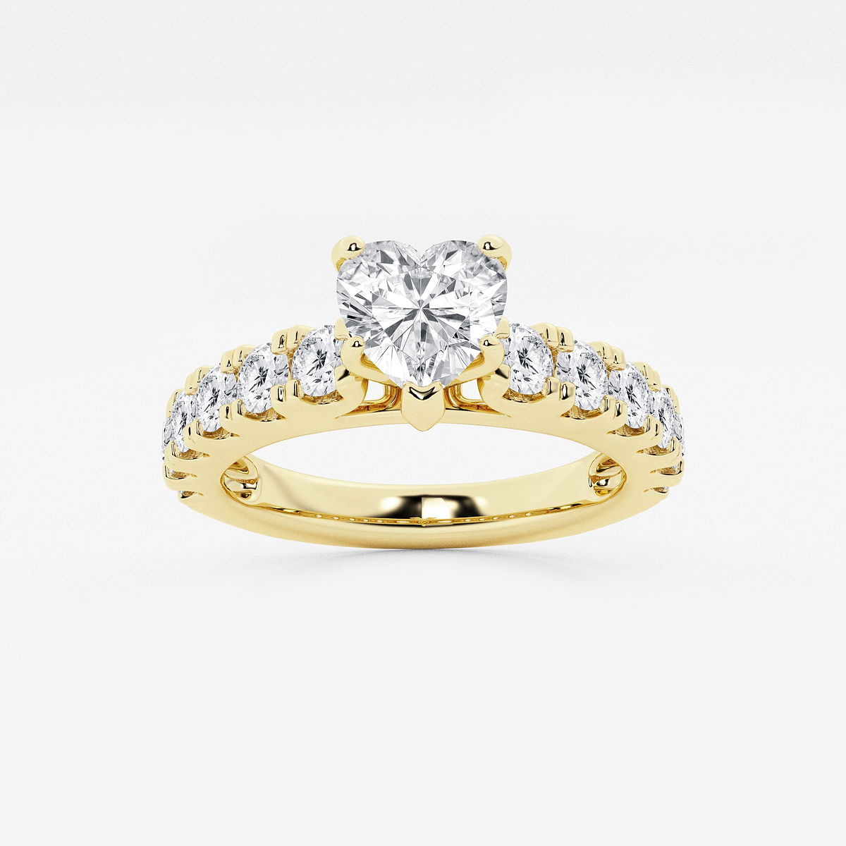2 ctw Heart Lab Grown Diamond Engagement Ring with Split Prong Side Accents
