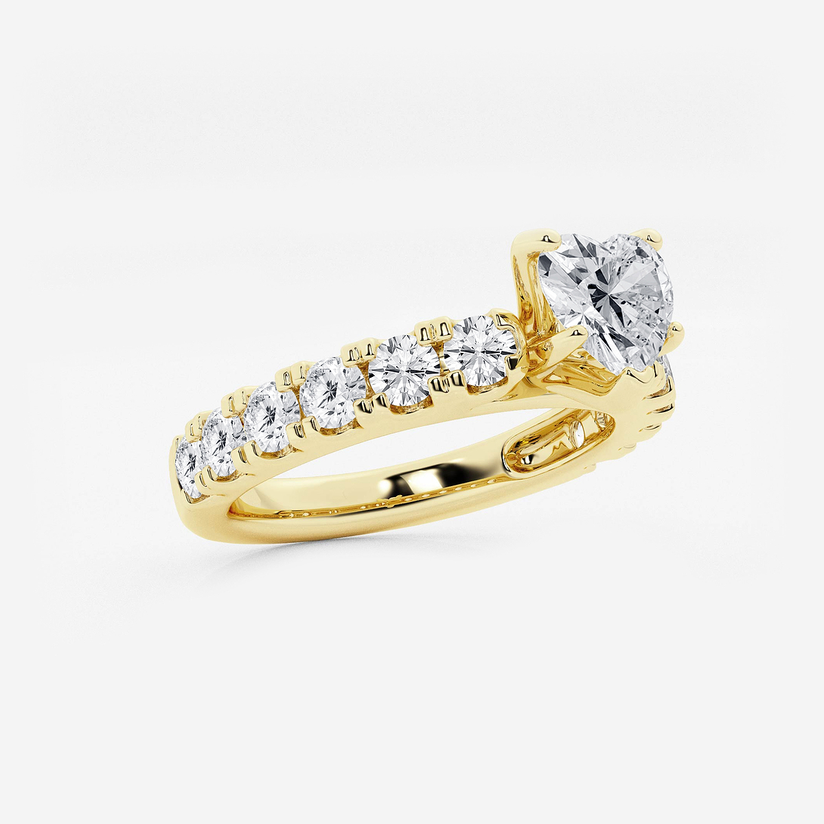 Additional Image 1 for  2 ctw Heart Lab Grown Diamond Engagement Ring with Split Prong Side Accents