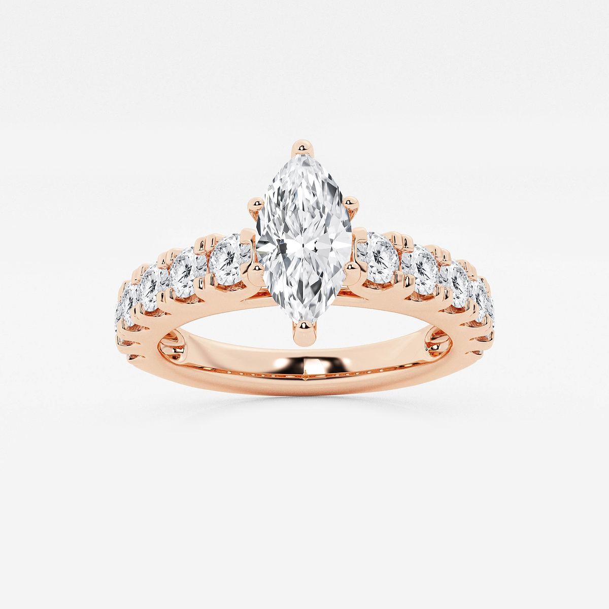 2 ctw Marquise Lab Grown Diamond Engagement Ring with Split Prong Side Accents