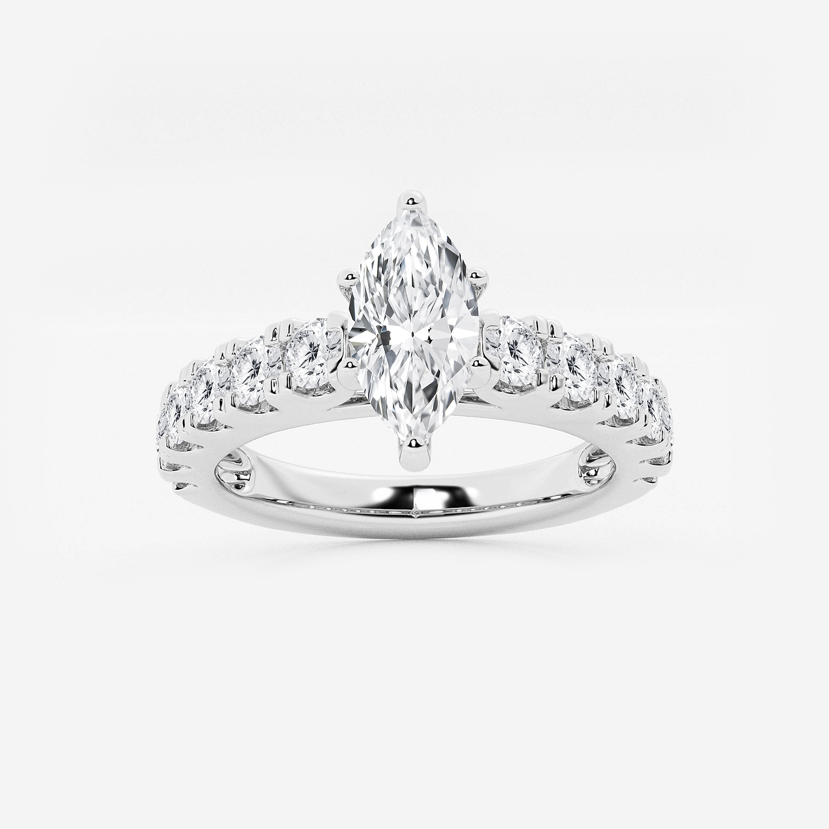 2 ctw Marquise Lab Grown Diamond Engagement Ring with Split Prong Side Accents