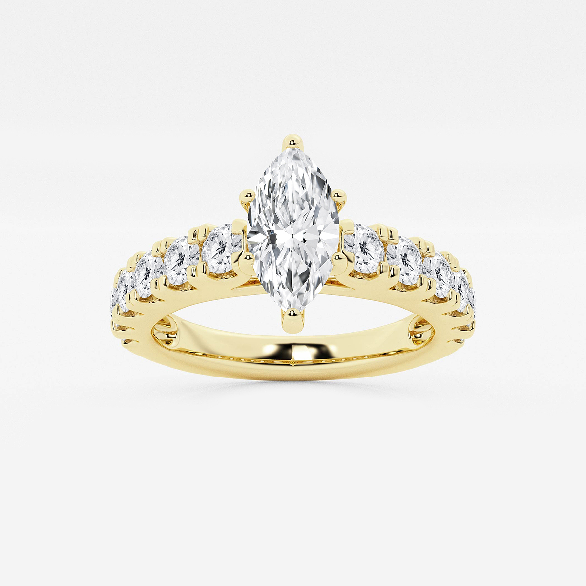 2 ctw Marquise Lab Grown Diamond Engagement Ring with Split Prong Side Accents