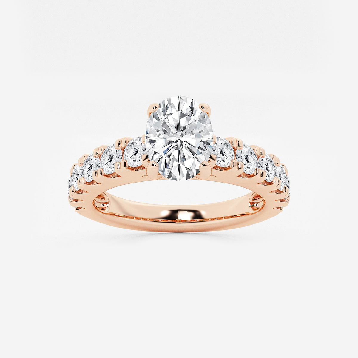 2 ctw Oval Lab Grown Diamond Engagement Ring with Split Prong Side Accents