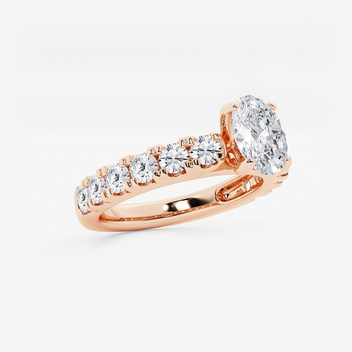 Additional Image 1 for  2 ctw Oval Lab Grown Diamond Engagement Ring with Split Prong Side Accents