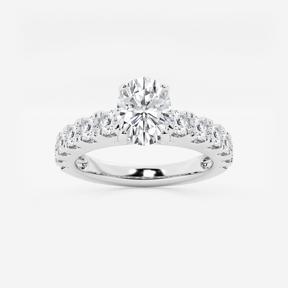 2 ctw Oval Lab Grown Diamond Engagement Ring with Split Prong Side Accents