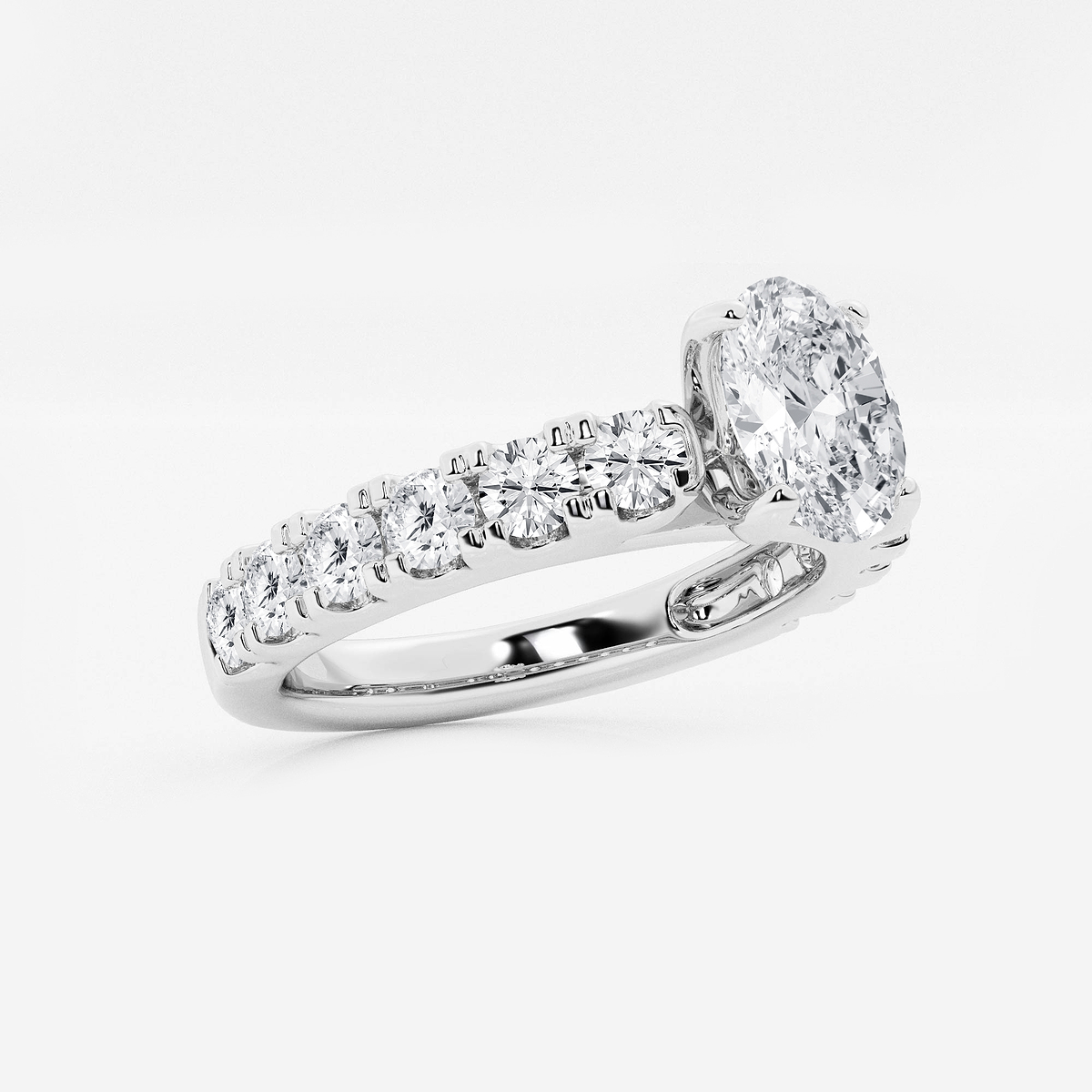Additional Image 1 for  2 ctw Oval Lab Grown Diamond Engagement Ring with Split Prong Side Accents
