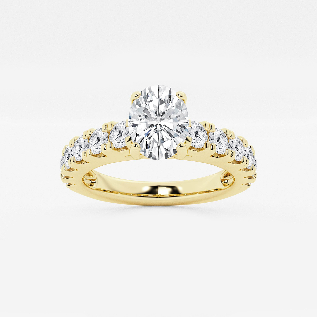 2 ctw Oval Lab Grown Diamond Engagement Ring with Split Prong Side Accents