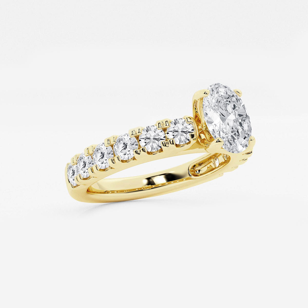 Additional Image 1 for  2 ctw Oval Lab Grown Diamond Engagement Ring with Split Prong Side Accents