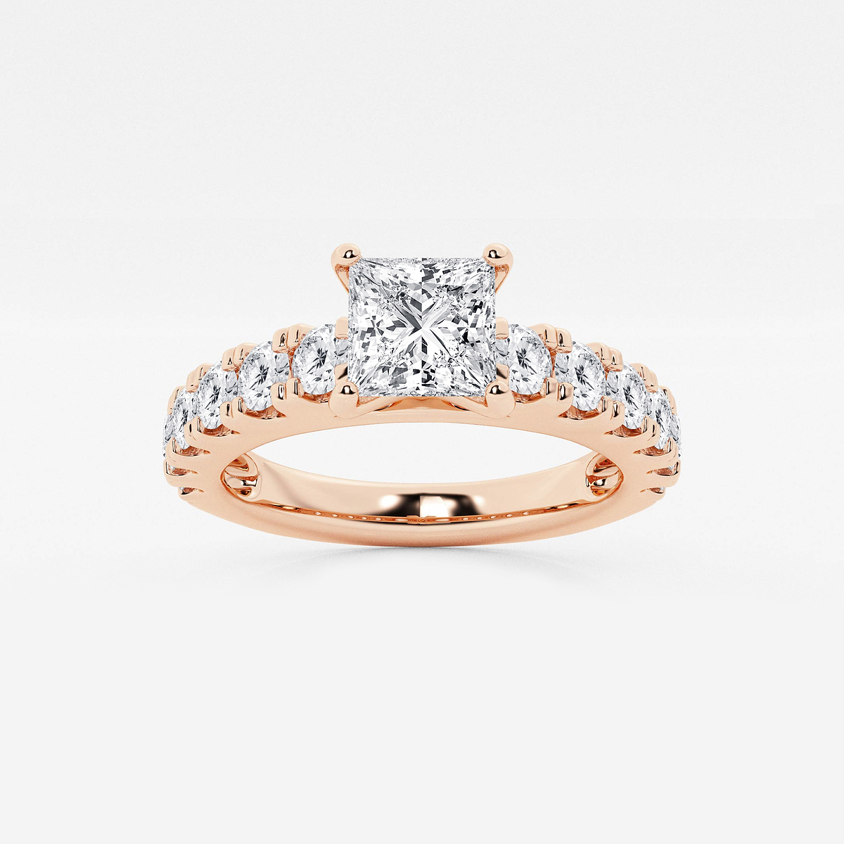2 ctw Princess Lab Grown Diamond Engagement Ring with Split Prong Side Accents