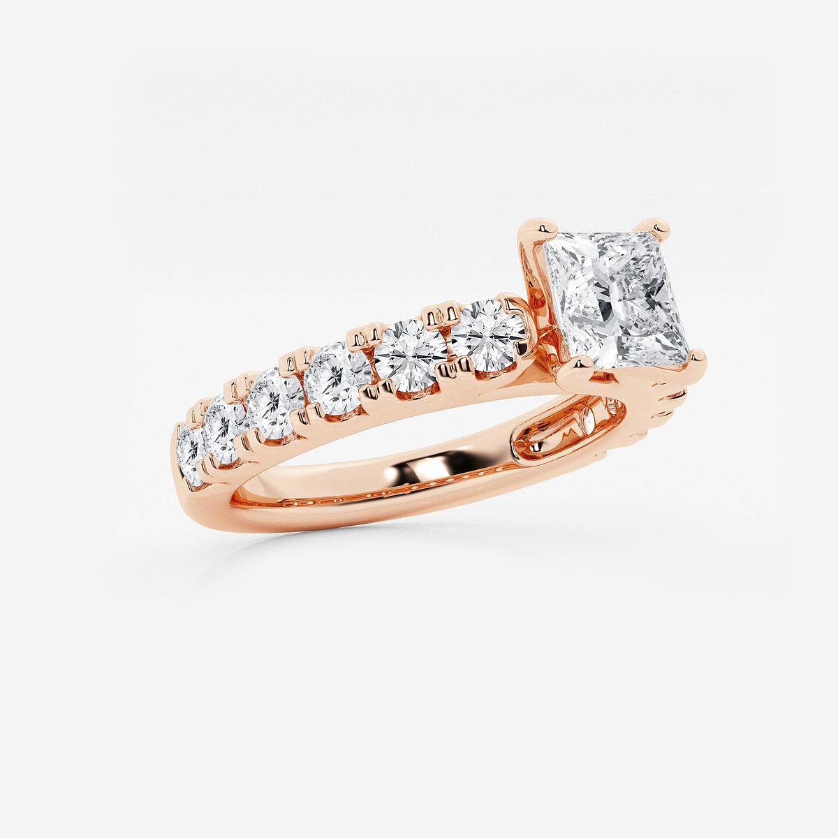 Additional Image 1 for  2 ctw Princess Lab Grown Diamond Engagement Ring with Split Prong Side Accents