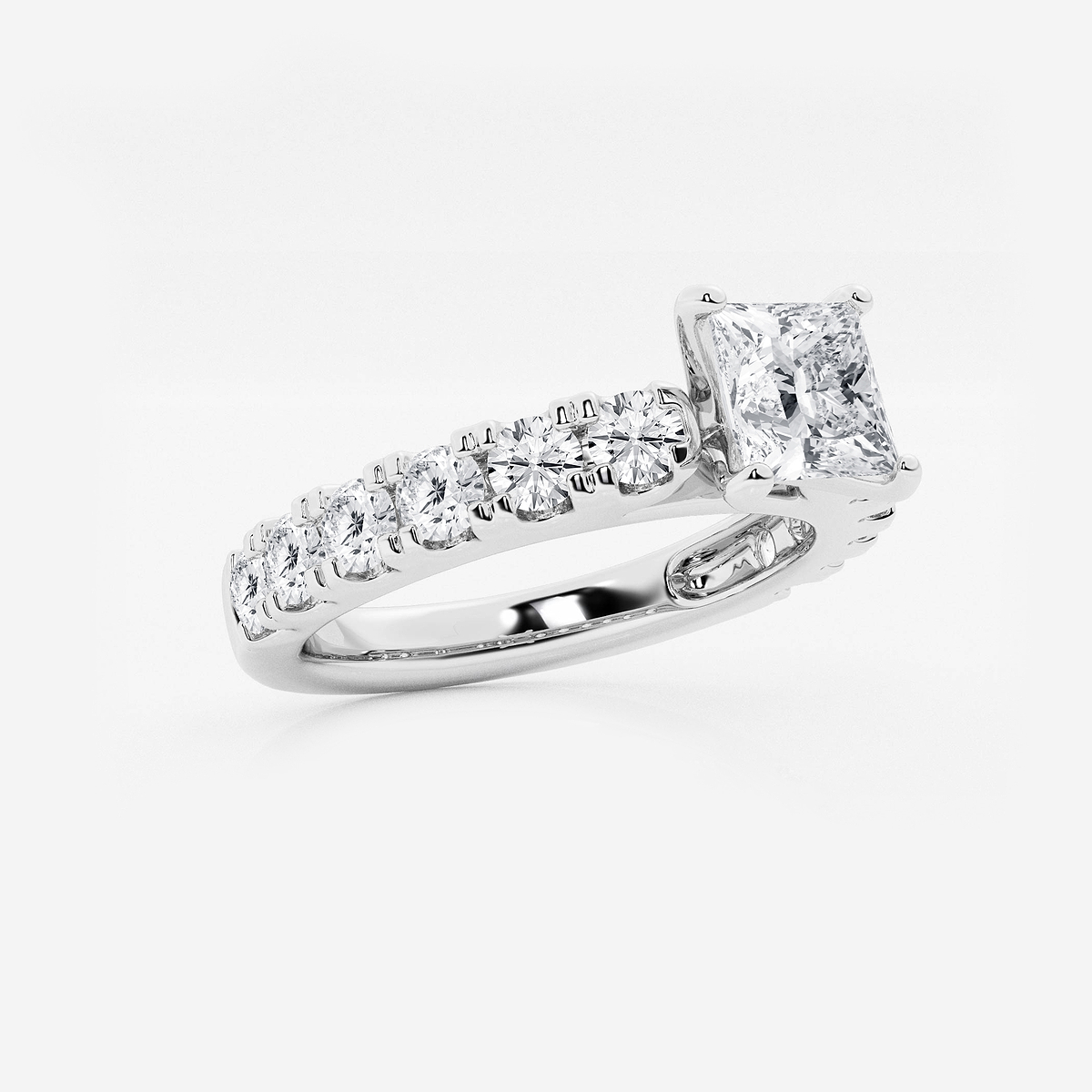 Additional Image 1 for  2 ctw Princess Lab Grown Diamond Engagement Ring with Split Prong Side Accents