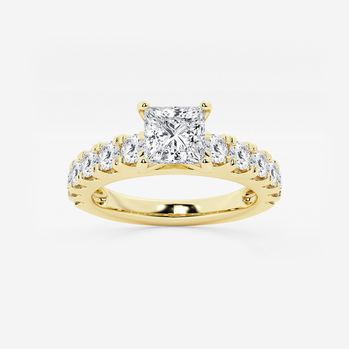 2 ctw Princess Lab Grown Diamond Engagement Ring with Split Prong Side Accents