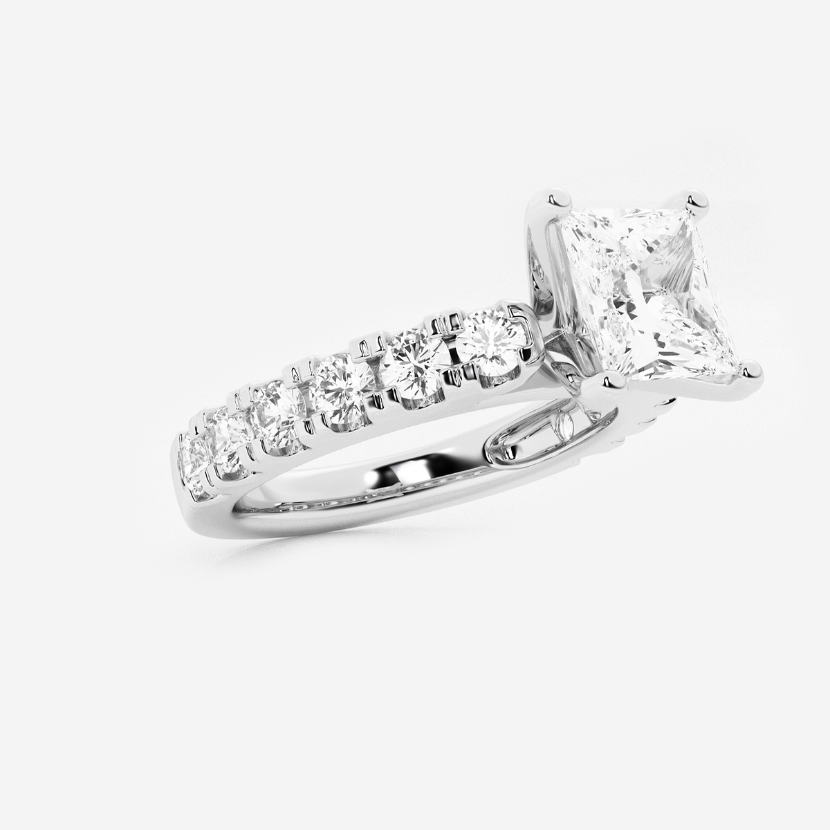Additional Image 1 for  2 1/2 ctw Princess Lab Grown Diamond Engagement Ring with Split Prong Side Accents