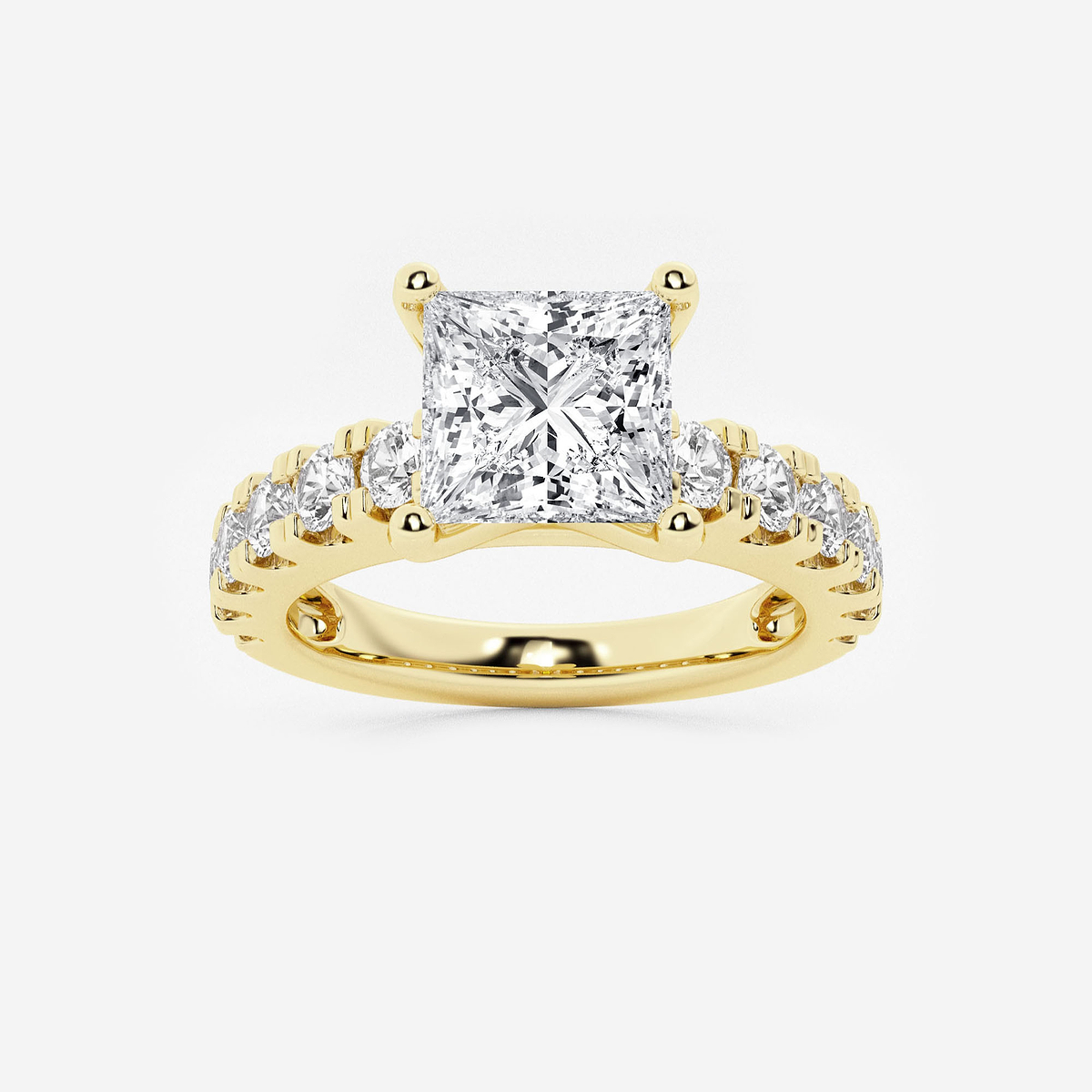 2 1/2 ctw Princess Lab Grown Diamond Engagement Ring with Split Prong Side Accents