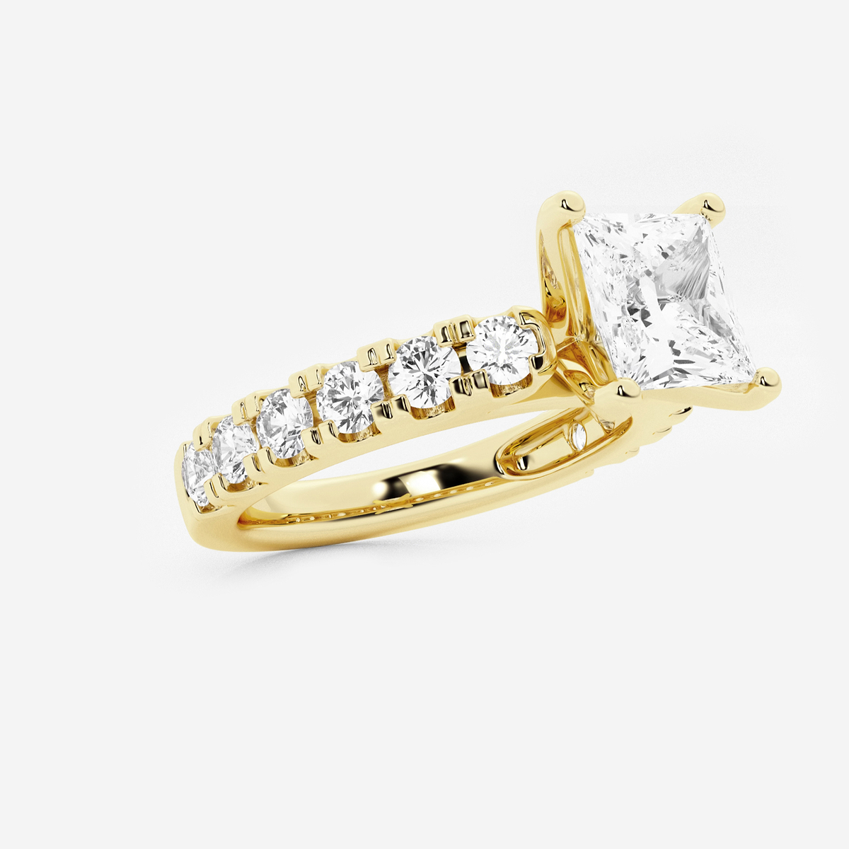 Additional Image 1 for  2 1/2 ctw Princess Lab Grown Diamond Engagement Ring with Split Prong Side Accents
