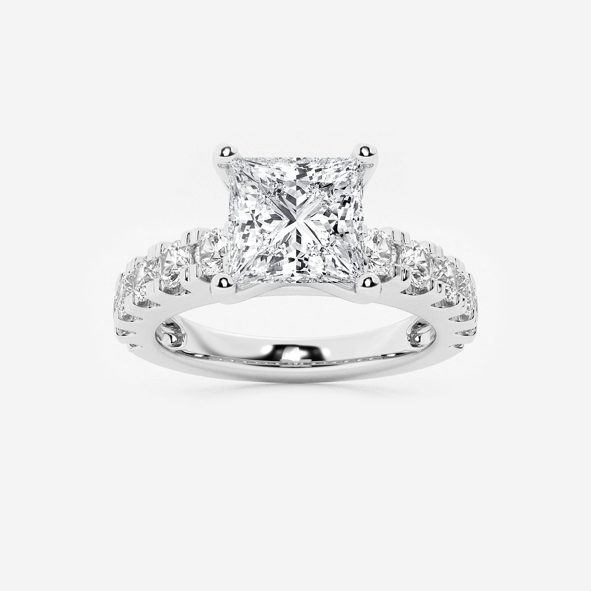 2 1/2 ctw Princess Lab Grown Diamond Engagement Ring with Split Prong Side Accents