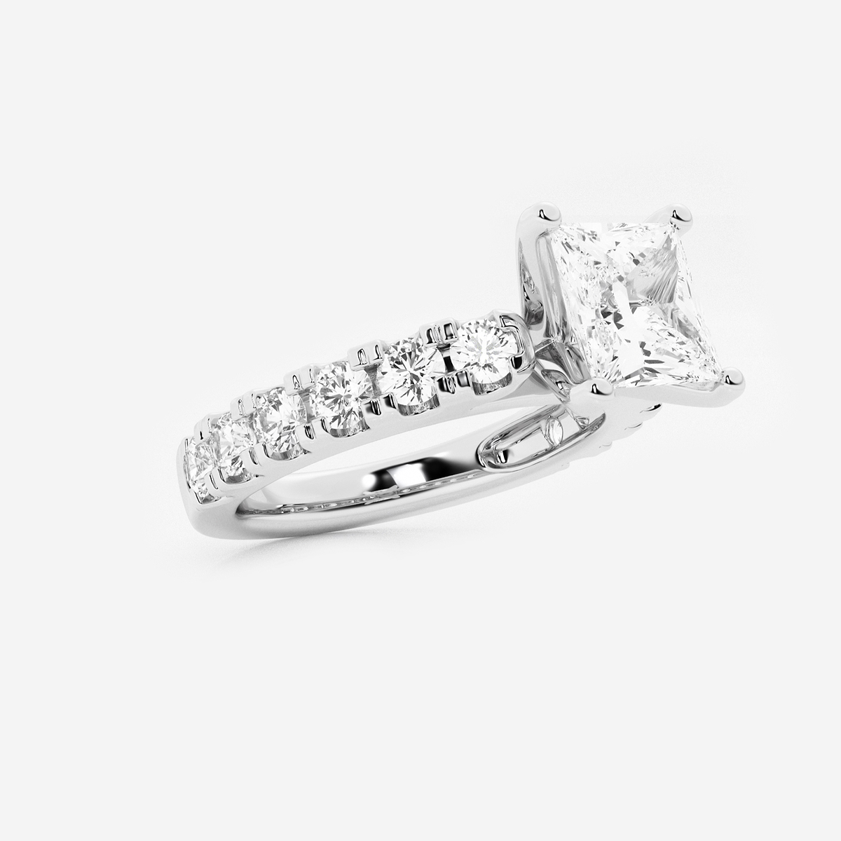 Additional Image 1 for  2 1/2 ctw Princess Lab Grown Diamond Engagement Ring with Split Prong Side Accents