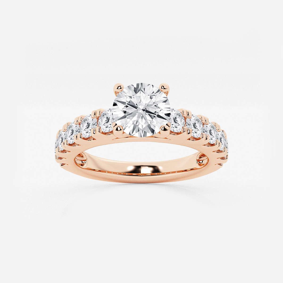 2 ctw Round Lab Grown Diamond Engagement Ring with Split Prong Side Accents