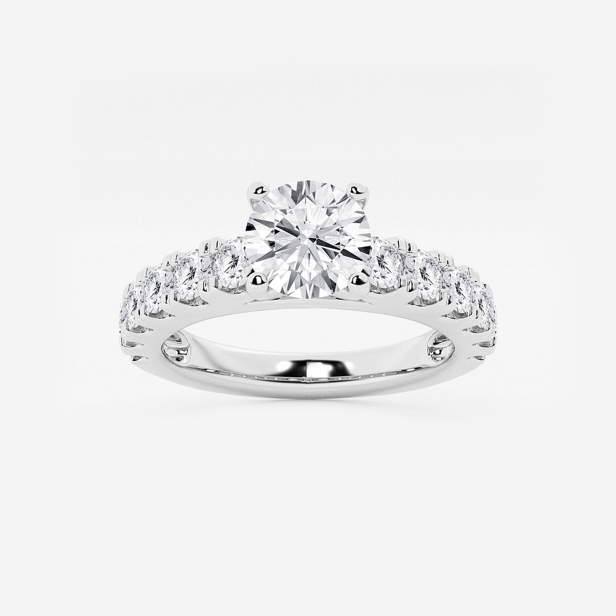 2 ctw Round Lab Grown Diamond Engagement Ring with Split Prong Side Accents