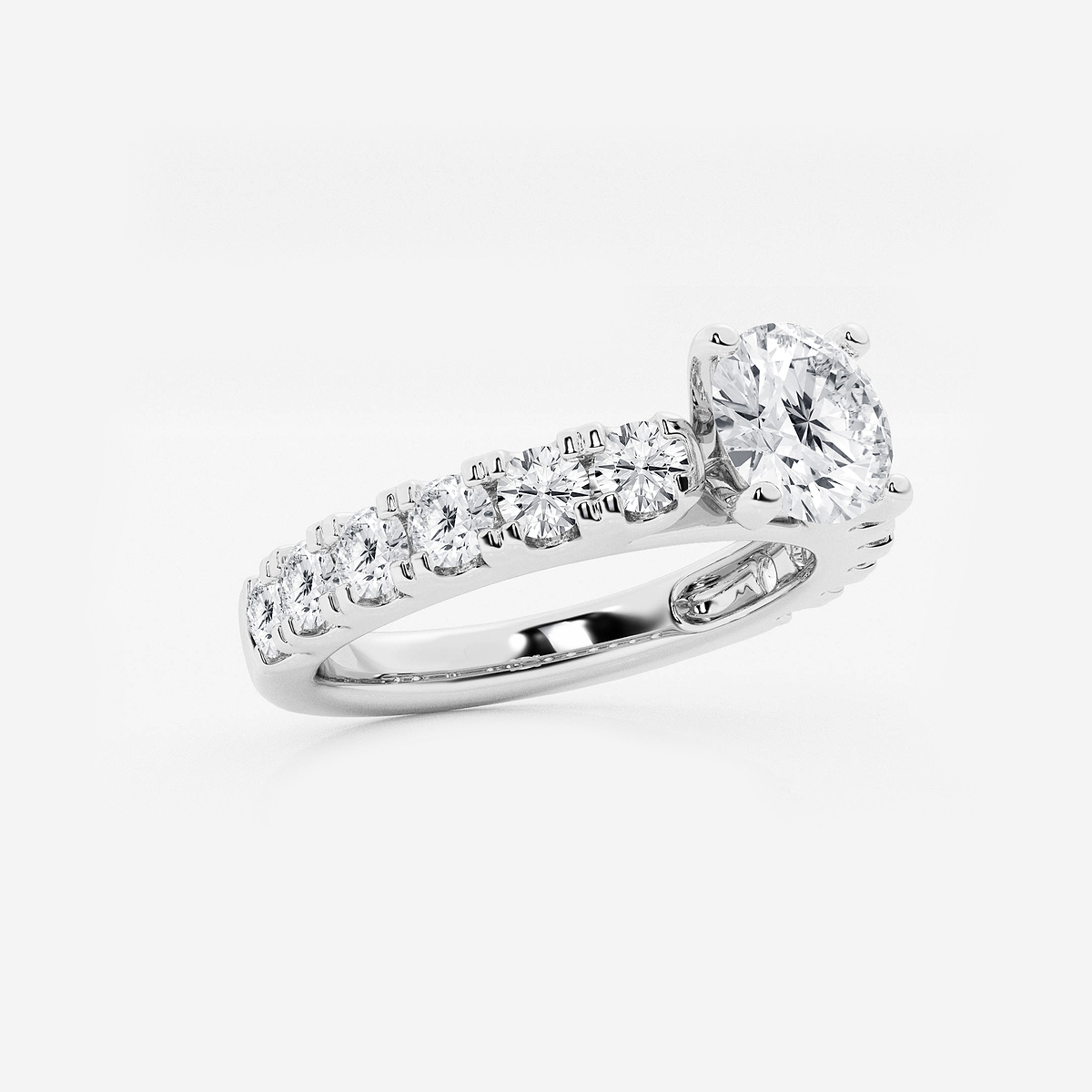 Additional Image 1 for  2 ctw Round Lab Grown Diamond Engagement Ring with Split Prong Side Accents