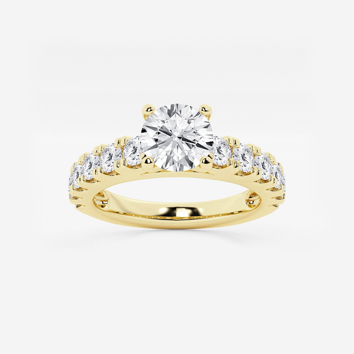 2 ctw Round Lab Grown Diamond Engagement Ring with Split Prong Side Accents