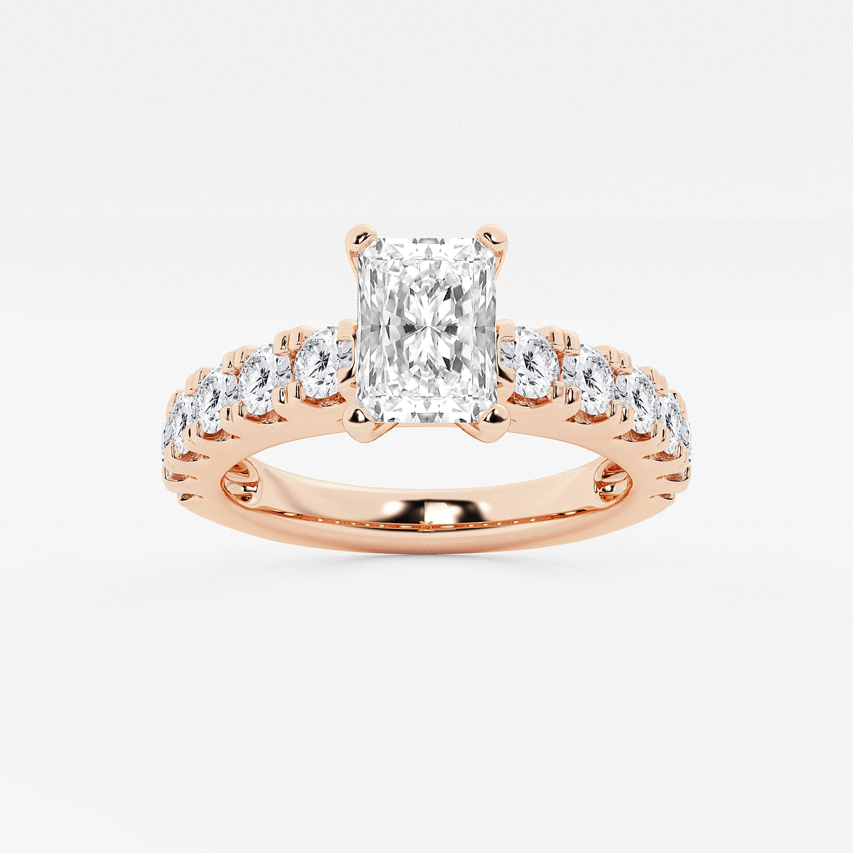 2 ctw Radiant Lab Grown Diamond Engagement Ring with Split Prong Side Accents