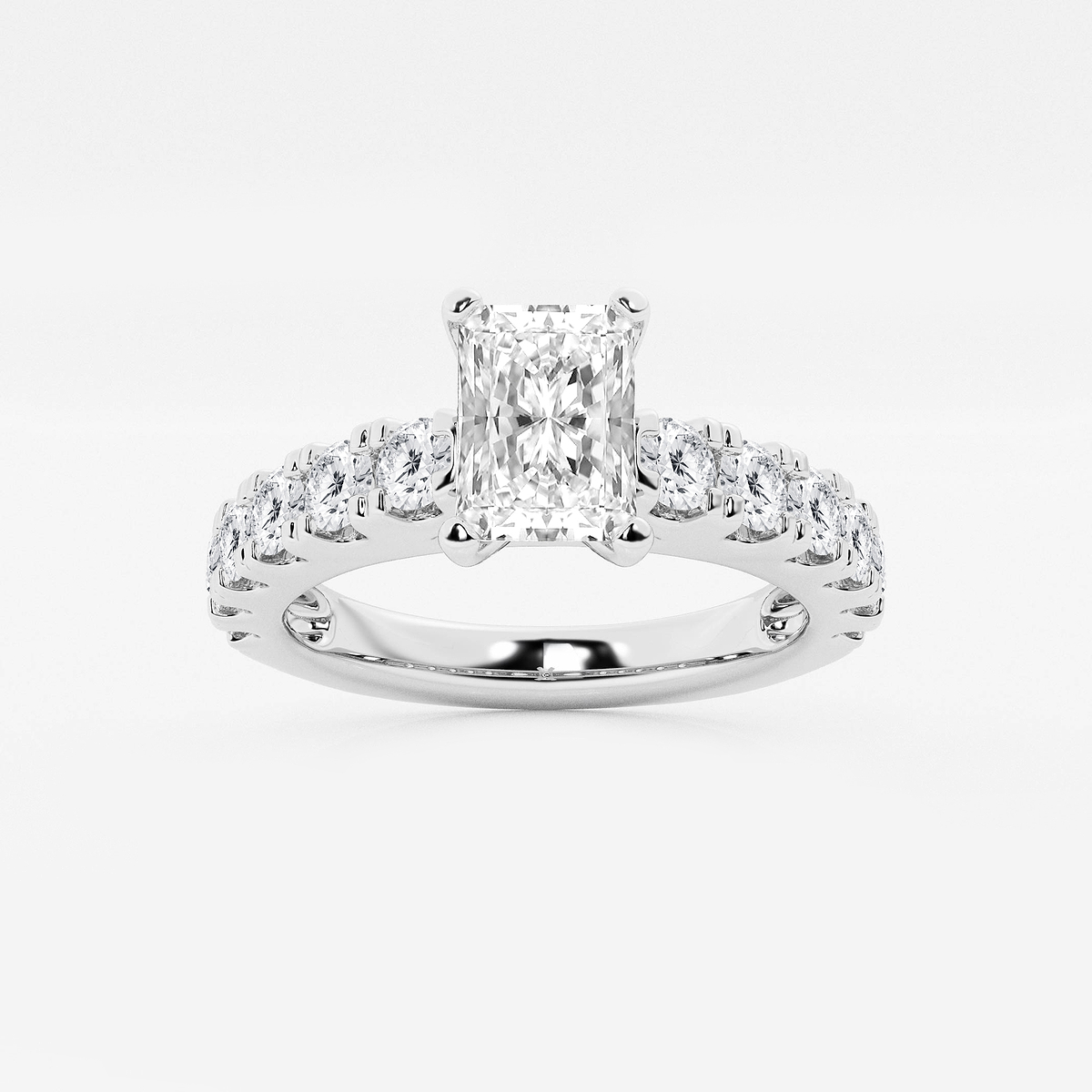 2 ctw Radiant Lab Grown Diamond Engagement Ring with Split Prong Side Accents Platinum, F, VS2