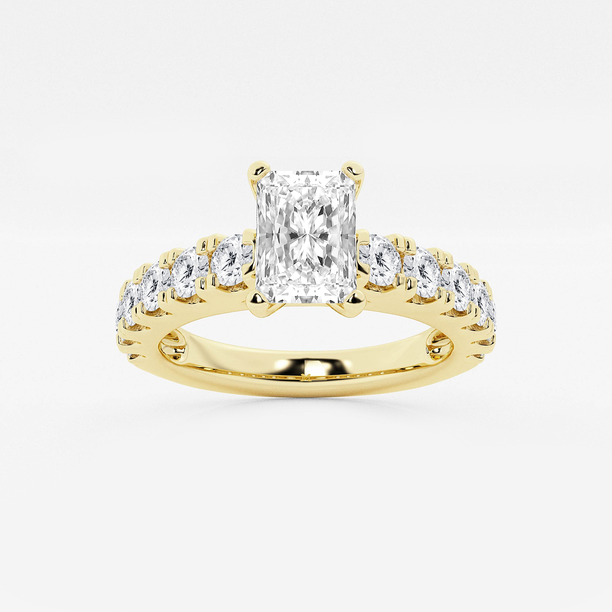 2 ctw Radiant Lab Grown Diamond Engagement Ring with Split Prong Side Accents