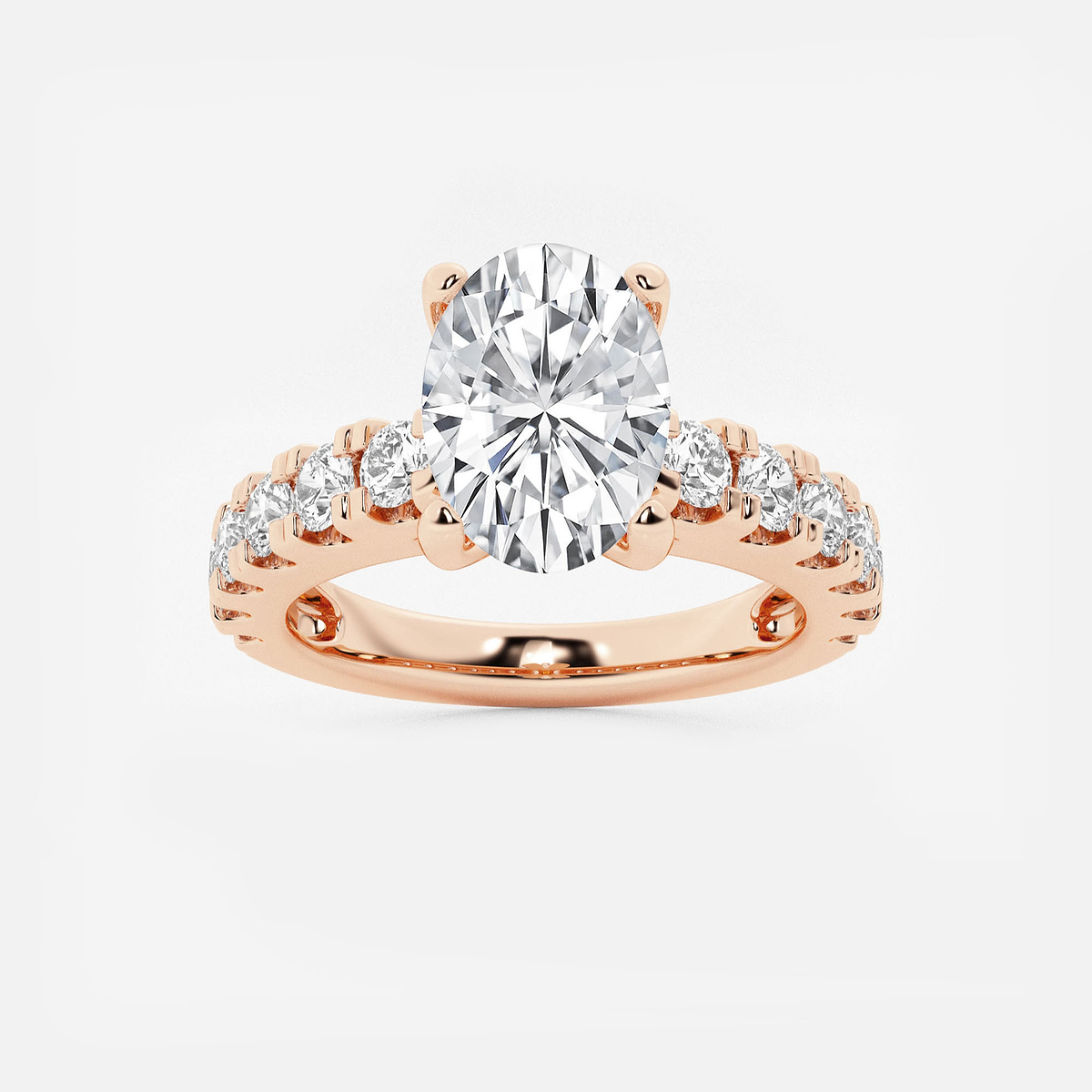 3 ctw Oval Lab Grown Diamond Engagement Ring with Split Prong Side Accents