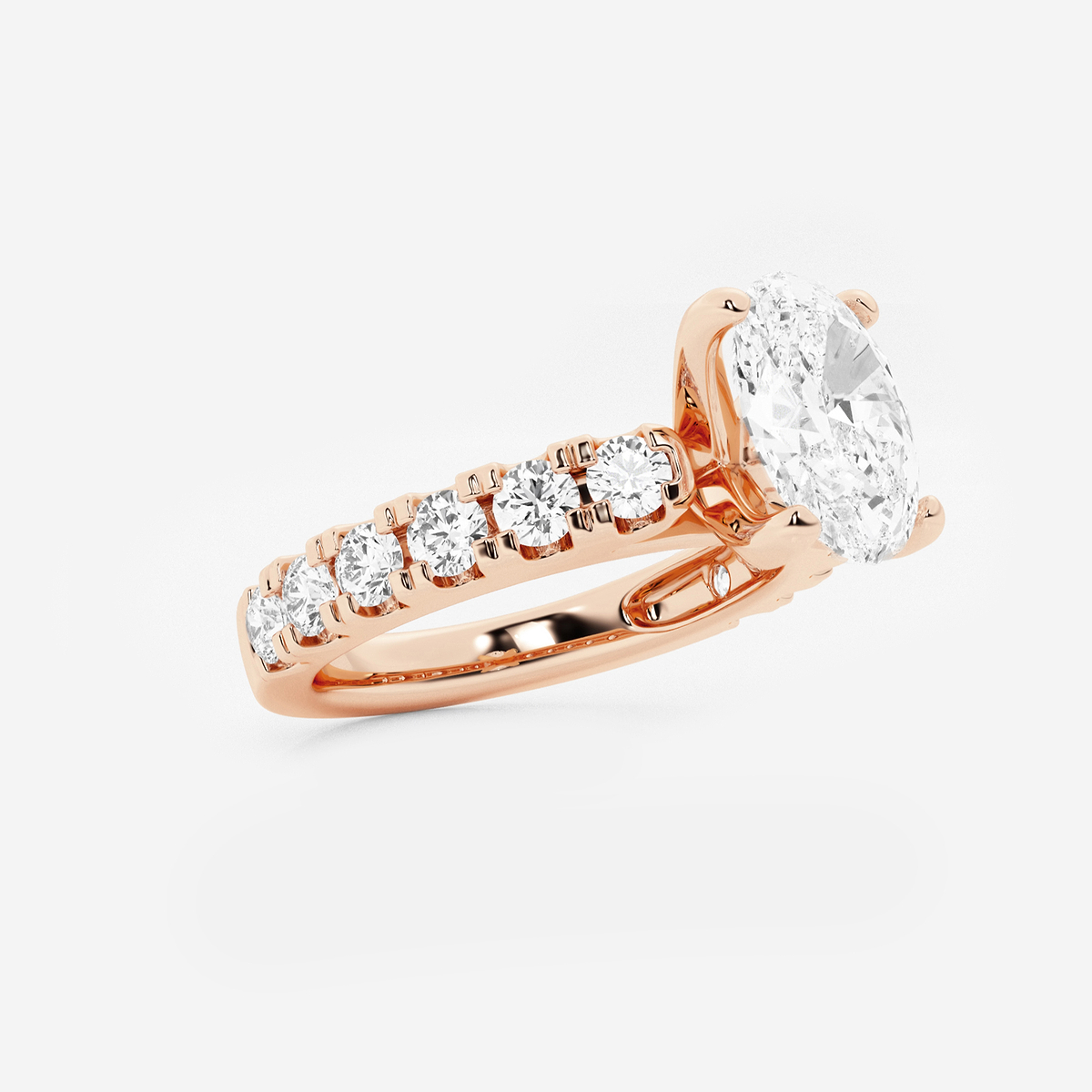 Additional Image 1 for  3 ctw Oval Lab Grown Diamond Engagement Ring with Split Prong Side Accents