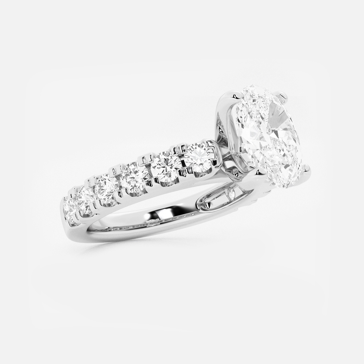 Additional Image 1 for  3 ctw Oval Lab Grown Diamond Engagement Ring with Split Prong Side Accents