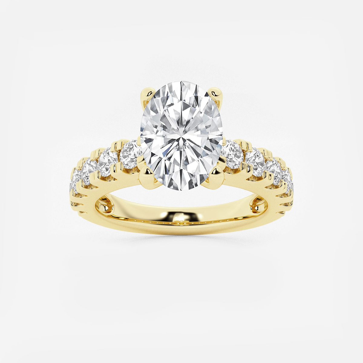 3 ctw Oval Lab Grown Diamond Engagement Ring with Split Prong Side Accents