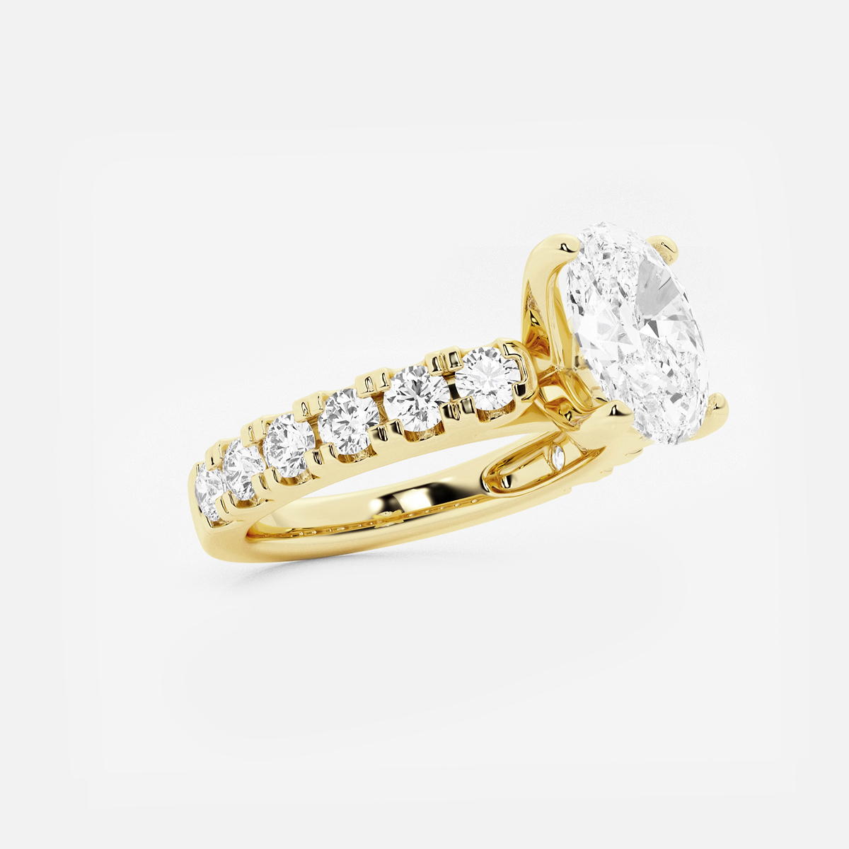 Additional Image 1 for  3 ctw Oval Lab Grown Diamond Engagement Ring with Split Prong Side Accents