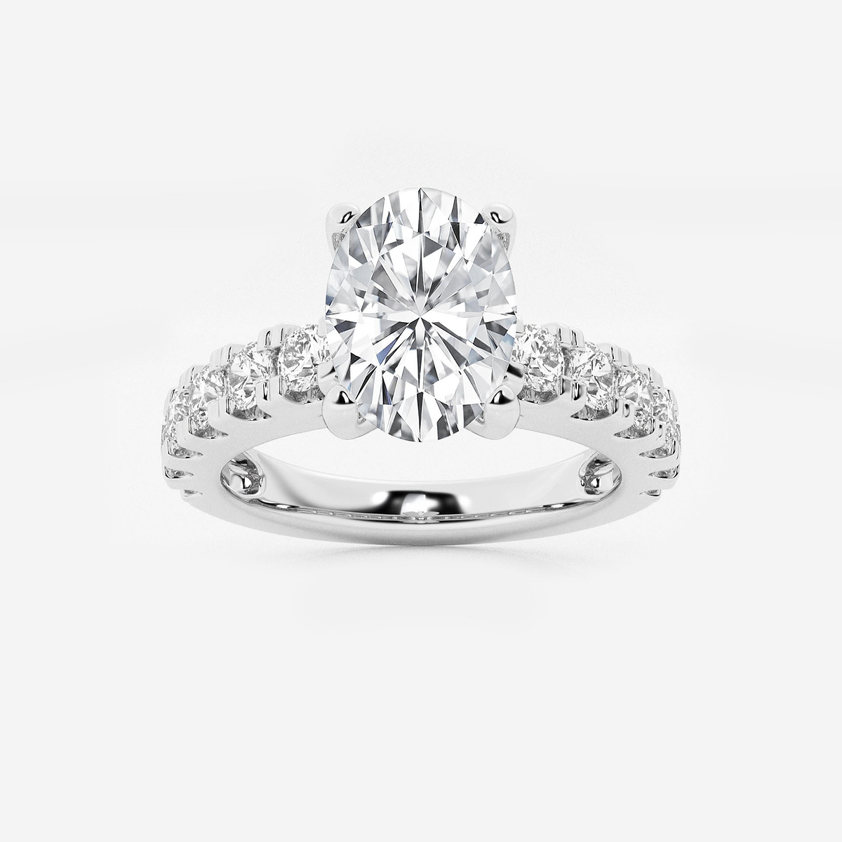 3 ctw Oval Lab Grown Diamond Engagement Ring with Split Prong Side Accents