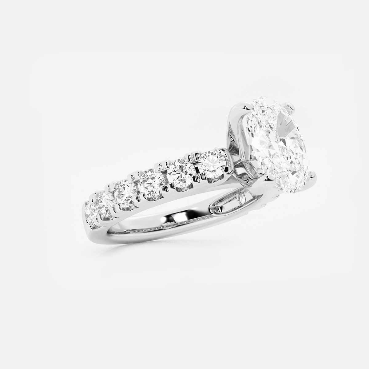 Additional Image 1 for  3 ctw Oval Lab Grown Diamond Engagement Ring with Split Prong Side Accents
