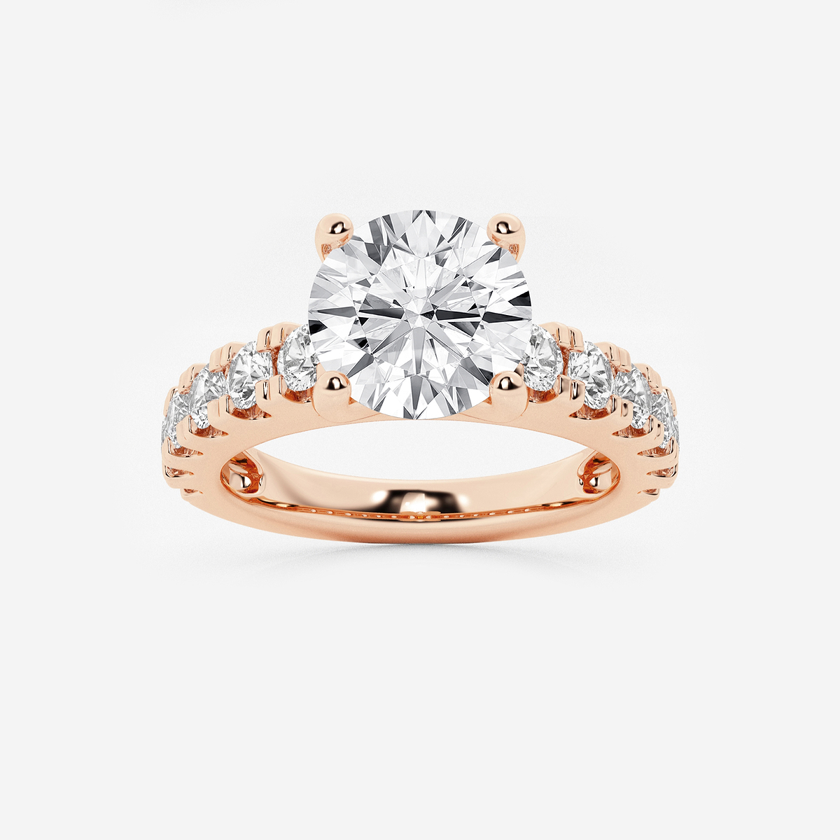 3 ctw Round Lab Grown Diamond Engagement Ring with Split Prong Side Accents
