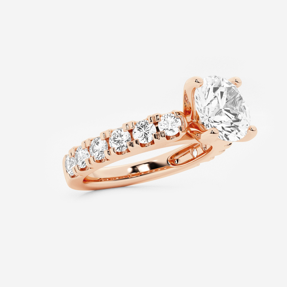 Additional Image 1 for  3 ctw Round Lab Grown Diamond Engagement Ring with Split Prong Side Accents