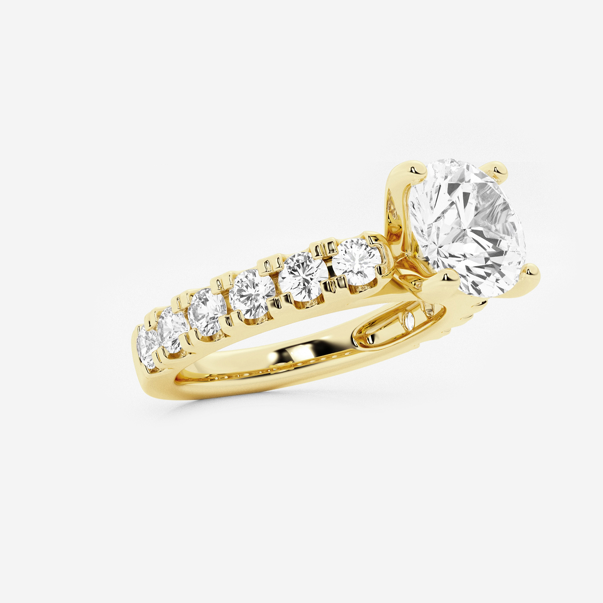 Additional Image 1 for  3 ctw Round Lab Grown Diamond Engagement Ring with Split Prong Side Accents