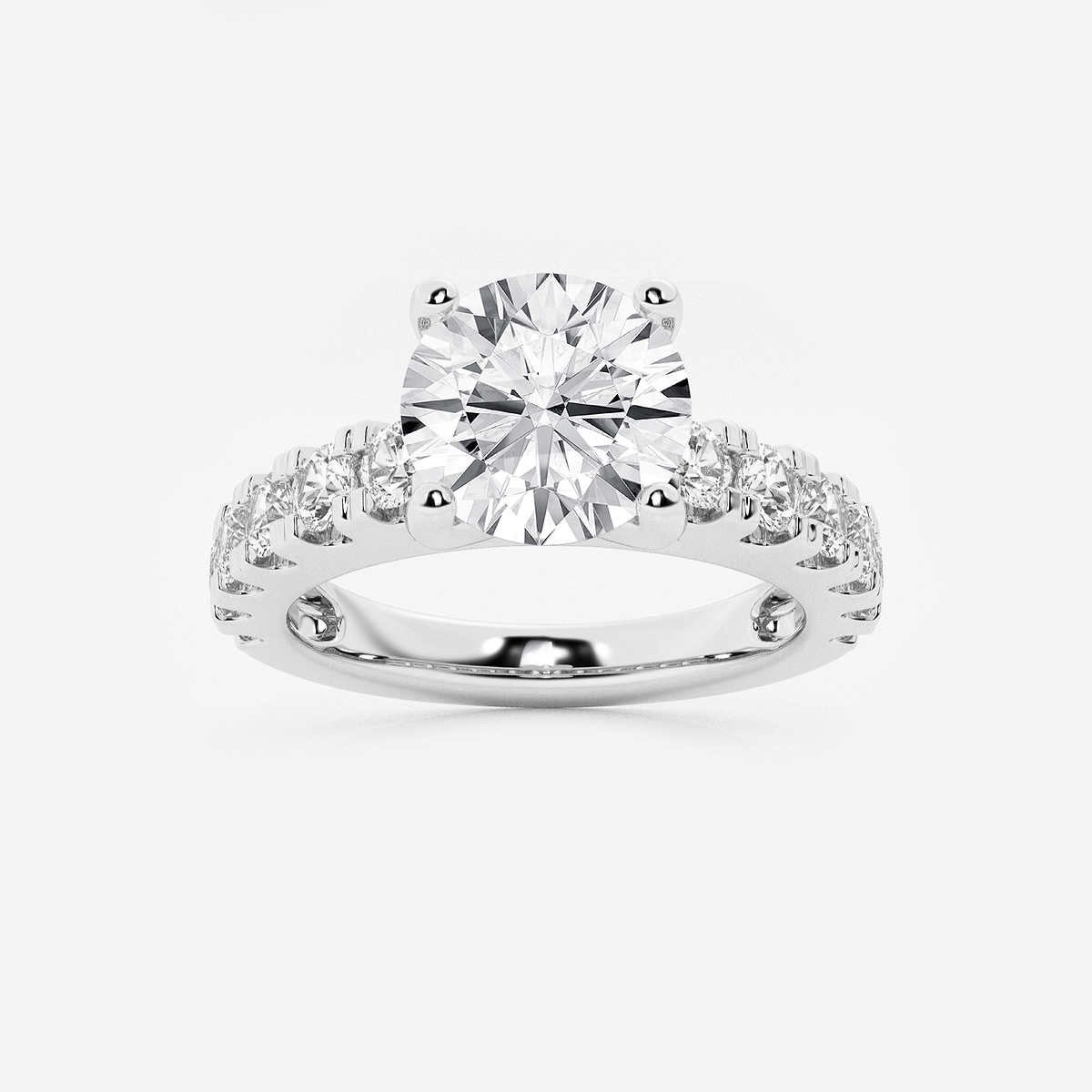 3 ctw Round Lab Grown Diamond Engagement Ring with Split Prong Side Accents