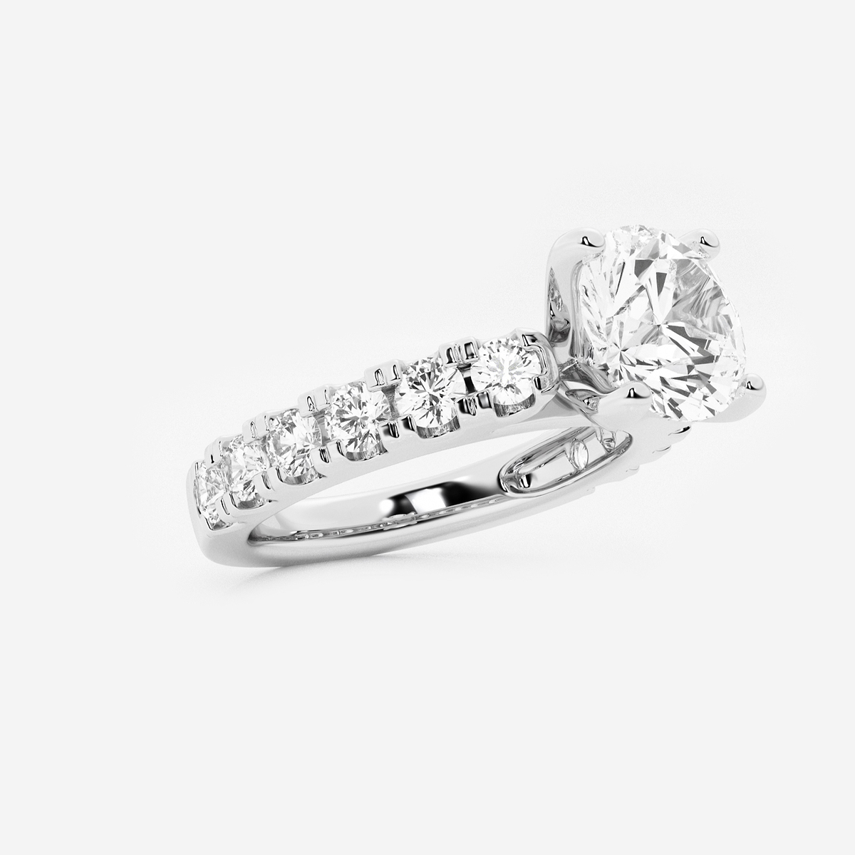 Additional Image 1 for  3 ctw Round Lab Grown Diamond Engagement Ring with Split Prong Side Accents