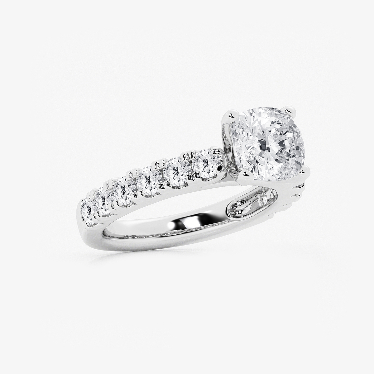 Additional Image 1 for  3 1/2 ctw Cushion Lab Grown Diamond Engagement Ring with Split Prong Side Accents