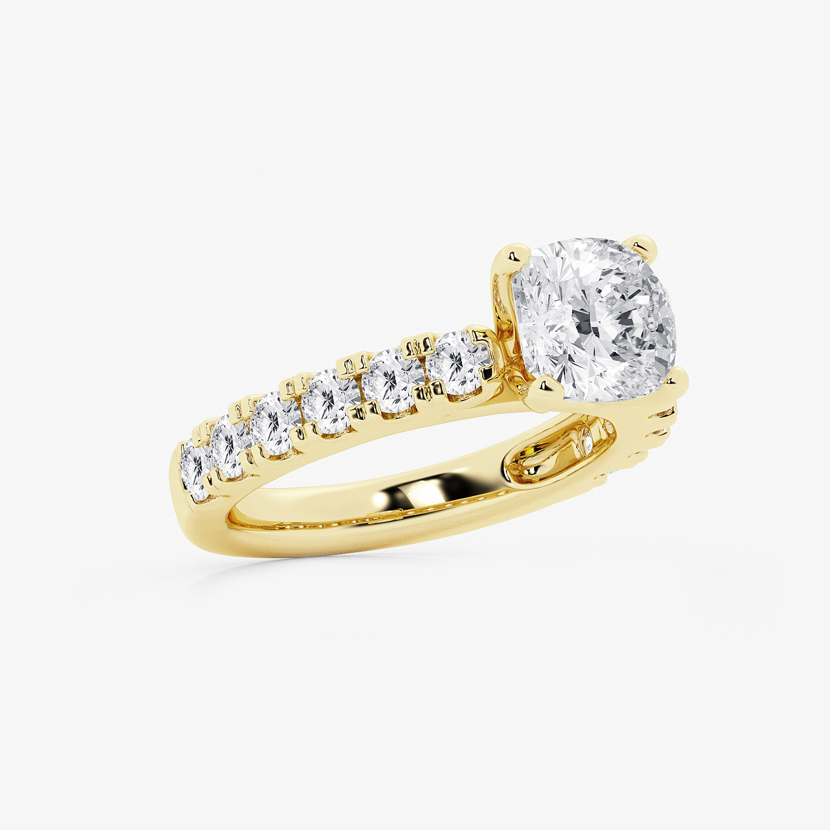 Additional Image 1 for  3 1/2 ctw Cushion Lab Grown Diamond Engagement Ring with Split Prong Side Accents
