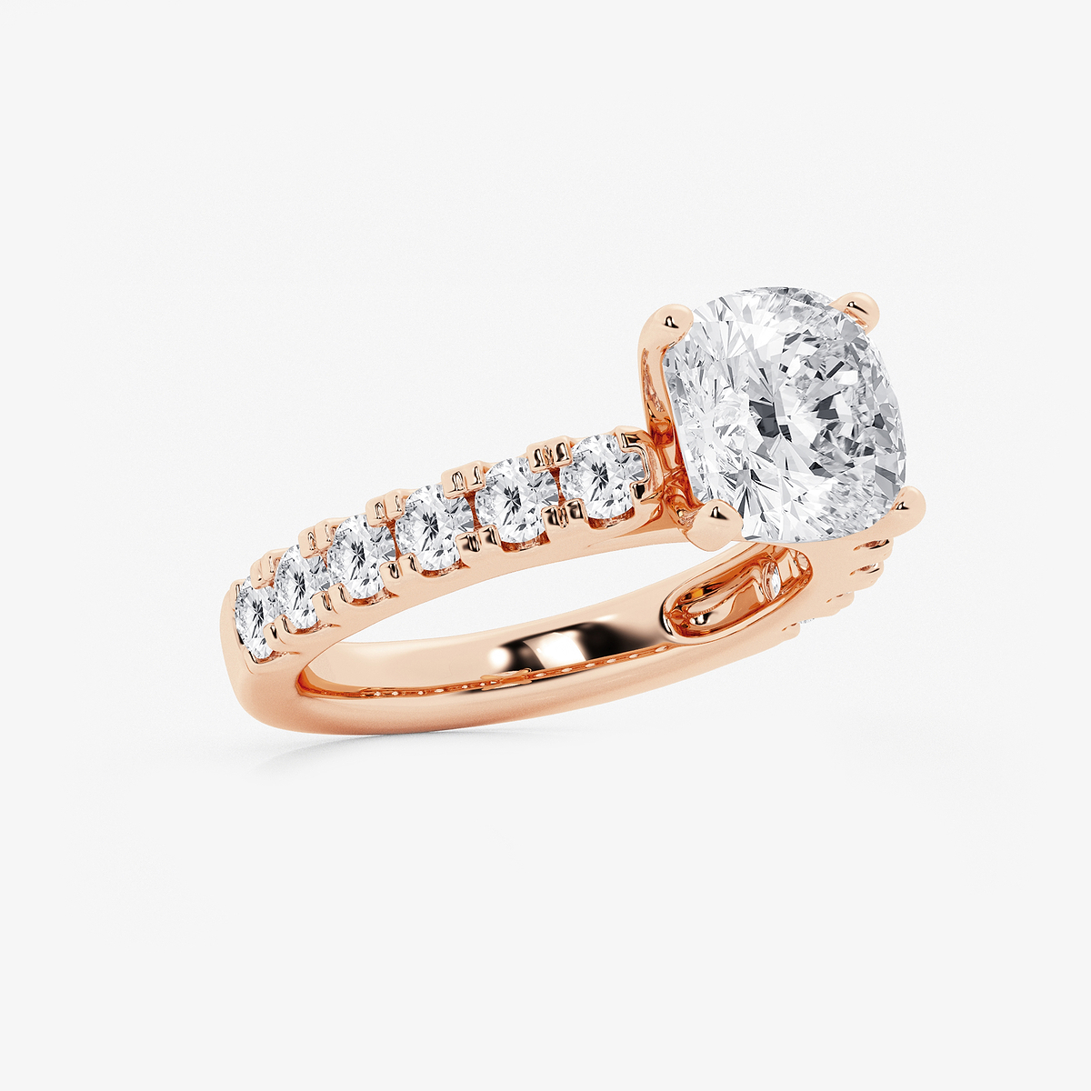 Additional Image 1 for  4 ctw Cushion Lab Grown Diamond Engagement Ring with Split Prong Side Accents