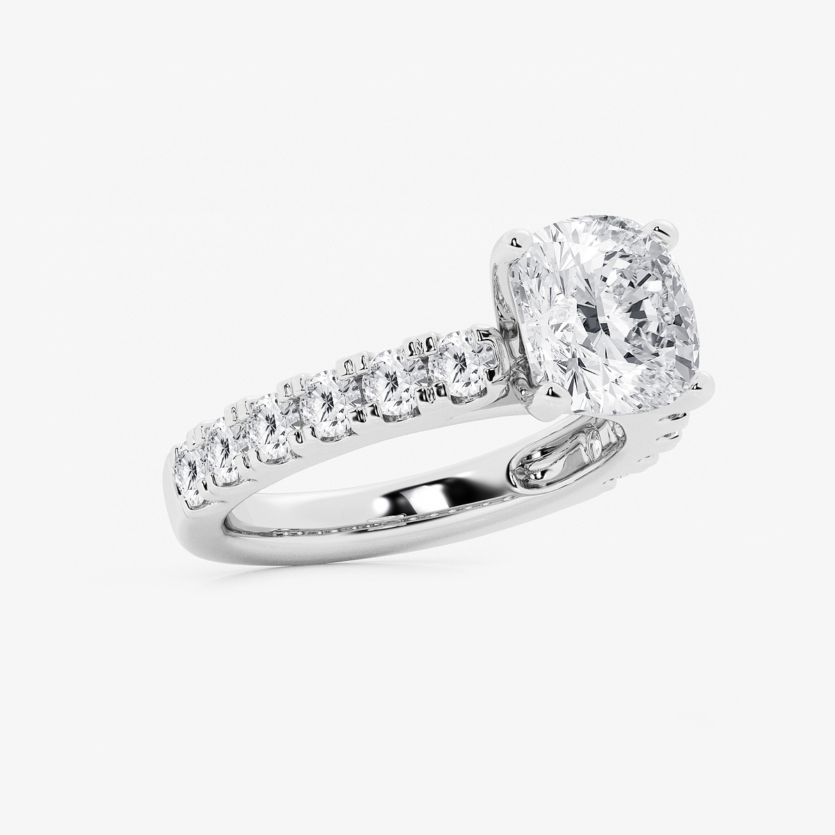 Additional Image 1 for  4 ctw Cushion Lab Grown Diamond Engagement Ring with Split Prong Side Accents
