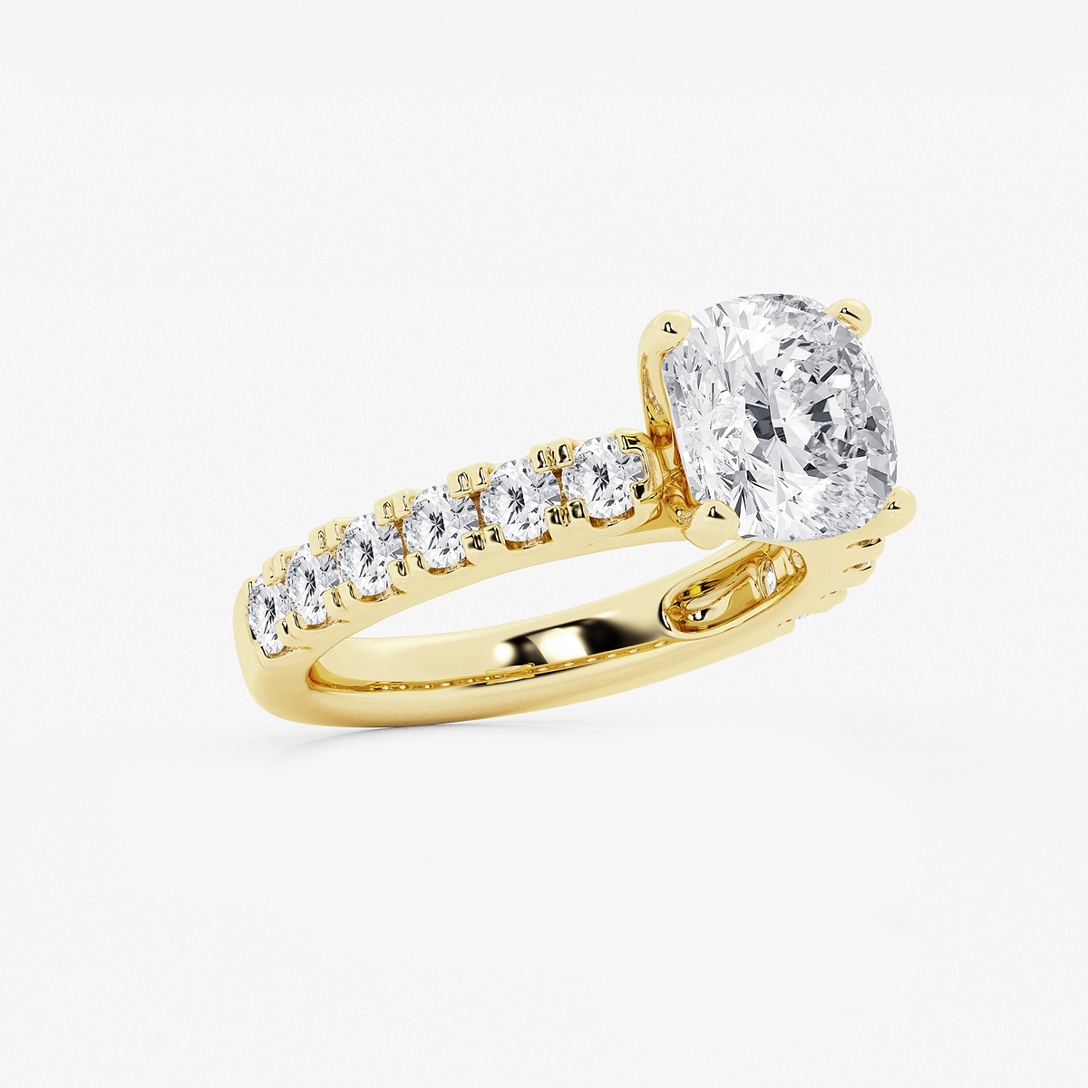 Additional Image 1 for  4 ctw Cushion Lab Grown Diamond Engagement Ring with Split Prong Side Accents