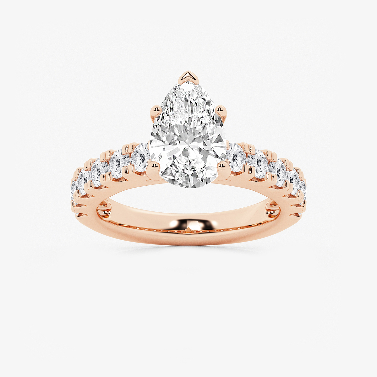 3 1/2 ctw Pear Lab Grown Diamond Engagement Ring with Split Prong Side Accents