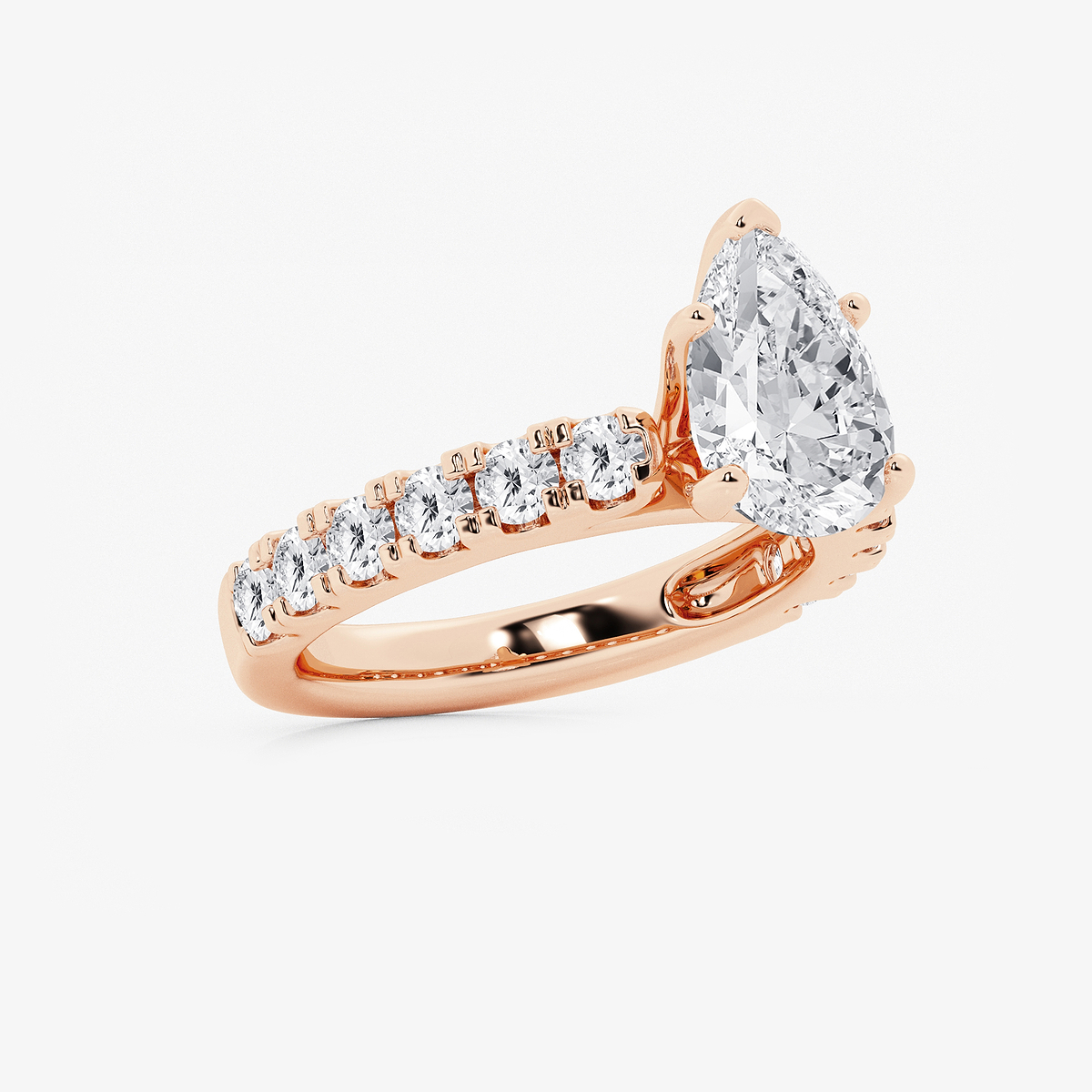 Additional Image 1 for  3 1/2 ctw Pear Lab Grown Diamond Engagement Ring with Split Prong Side Accents