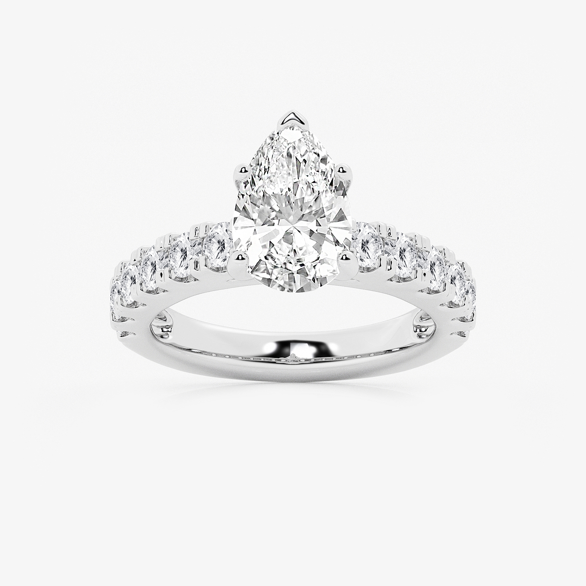 3 1/2 ctw Pear Lab Grown Diamond Engagement Ring with Split Prong Side Accents