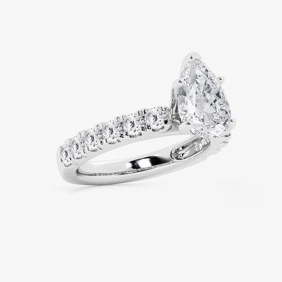 Additional Image 1 for  3 1/2 ctw Pear Lab Grown Diamond Engagement Ring with Split Prong Side Accents