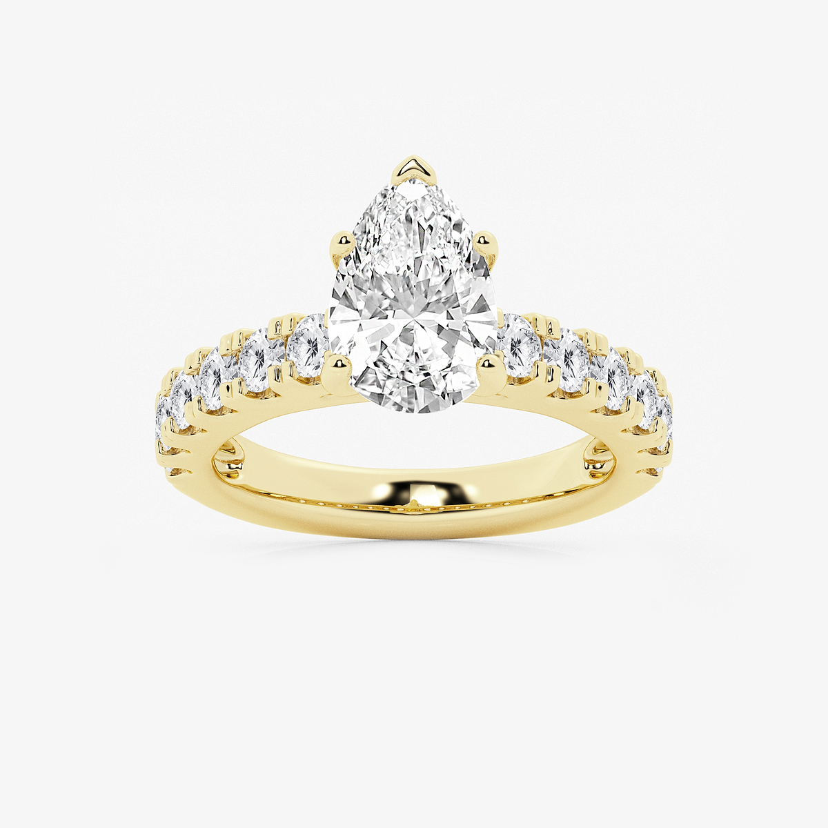 3 1/2 ctw Pear Lab Grown Diamond Engagement Ring with Split Prong Side Accents
